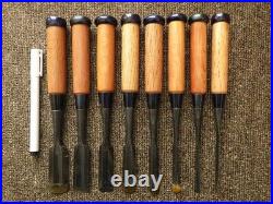 Japanese Nomi Chisel Vintage Old Retro Oire Tools Set of 8 Ingraved Unused