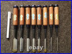 Japanese Nomi Chisel Vintage Old Retro Oire Tools Set of 8 Ingraved Unused