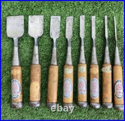 Japanese Nomi Chisel Vintage Old Retro Oire Tools Set of 8 Koyama F/S From JP