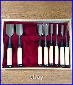 Japanese Nomi Chisel Vintage Old Retro Oire Tools Set of 8 in Box F/S From JP