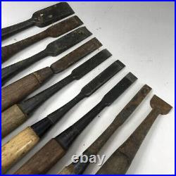 Japanese Nomi Chisel Vintage Old Retro Oire Tools Set of 9 Bulk F/S From Japan