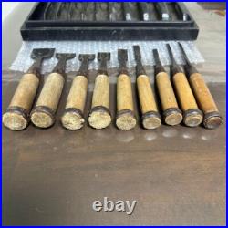Japanese Nomi Chisel Vintage Old Retro Oire Tools Set of 9 in Box Engraved Japanese Nomi Chisel Vintage Old Retro Oire Tools Set of 9 in Box Engraved