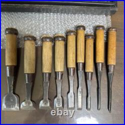 Japanese Nomi Chisel Vintage Old Retro Oire Tools Set of 9 in Box Engraved Japanese Nomi Chisel Vintage Old Retro Oire Tools Set of 9 in Box Engraved