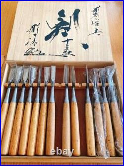 Japanese Nomi Chisel Vintage Old Retro Oire Tools Woodwork Set of 13 in Box