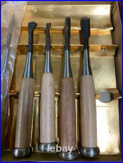Japanese Nomi Chisel Vintage Old Retro Oire Wood Tools Set of 9 in Box Japanese Nomi Chisel Vintage Old Retro Oire Wood Tools Set of 9 in Box