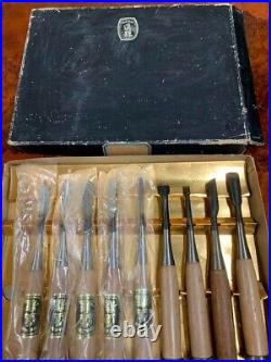 Japanese Nomi Chisel Vintage Old Retro Oire Wood Tools Set of 9 in Box Japanese Nomi Chisel Vintage Old Retro Oire Wood Tools Set of 9 in Box