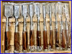 Japanese Nomi Chisel Vintage Retro Oire Tools Set of 10 With Box Black Unused