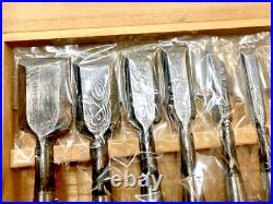 Japanese Nomi Chisel Vintage Retro Oire Tools Set of 10 With Box Black Unused