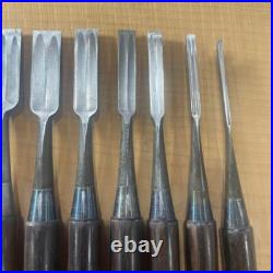 Japanese Oiire Nomi Chisel Vintage Old Retro Oire Tools Set of 10 Black F/S Japanese Oiire Nomi Chisel Vintage Old Retro Oire Tools Set of 10 Black F/S