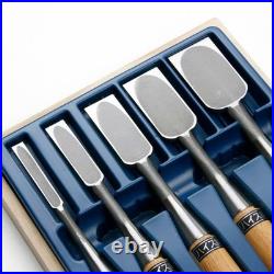 Japanese Oire Nomi Bench Chisel Set of 5 HSS Steel Red Oak Handle Wooden Box