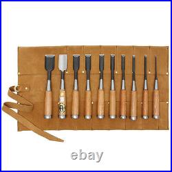Japanese Oire Nomi Bench Chisels 10pc Set with Leather Tool Roll DT71037