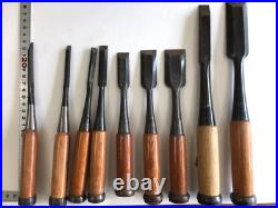 Japanese Oire Nomi Bench Chisels Set of 9 Red Oak Used