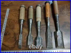 Japanese Oire Nomi Bench Chisels Various Brands Set of 5 Used Sukemaru etc