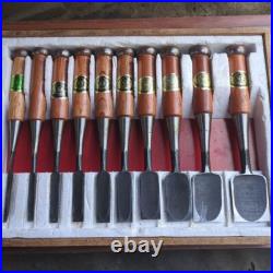 Japanese Oire Nomi Chisel Carpentry Wood Carving Hand Tool 10pcs Set USED Japanese Oire Nomi Chisel Carpentry Wood Carving Hand Tool 10pcs Set USED