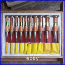 Japanese Oire Nomi Chisel Carpentry Wood Carving Hand Tool 10pcs Set USED Japanese Oire Nomi Chisel Carpentry Wood Carving Hand Tool 10pcs Set USED