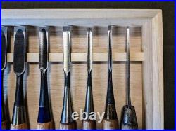 Japanese Oire Nomi Chisel Carpentry Wood Carving Hand Tool Box 10pcs USED