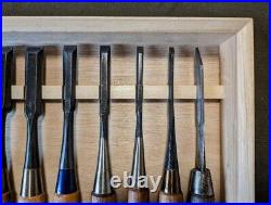 Japanese Oire Nomi Chisel Carpentry Wood Carving Hand Tool Box 10pcs USED