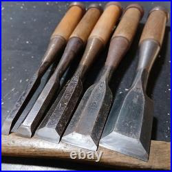 Japanese Oire Nomi Chisel Set 2bu to 1sun Koyama Woodworking Tools Signed #0302
