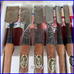 Japanese Oire Nomi Chisel Set of 10 Unused Wooden Handles Maker Labels with Box