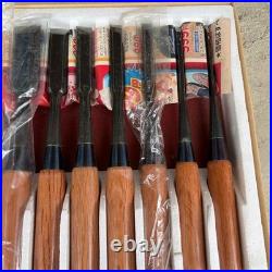 Japanese Oire Nomi Chisel Set of 10 Unused Wooden Handles Maker Labels with Box