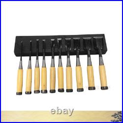 Japanese Oire Nomi Chisel Set of 10 by Tensho Forged Steel-Gumi Handle-Unused Japanese Oire Nomi Chisel Set of 10 by Tensho Forged Steel-Gumi Handle-Unused
