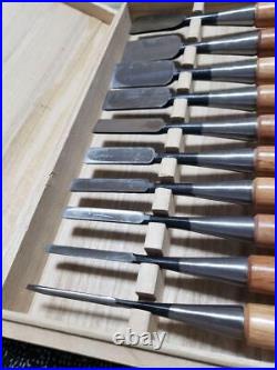 Japanese Oire Nomi Chisels Carpentry Hand Tools Set Woodcarving Box Mitsuhiro