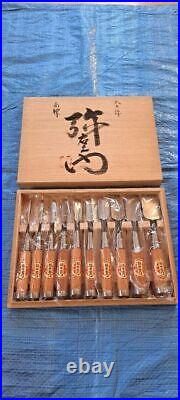 Japanese Oire Nomi Chisels Yaemon Carpentry Hand Tools Set Woodcarving Box