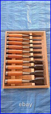 Japanese Oire Nomi Chisels Yaemon Carpentry Hand Tools Set Woodcarving Box