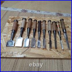 Japanese Oire Nomi Woodworking Chisel Set of 10 With Handmade Wood Case