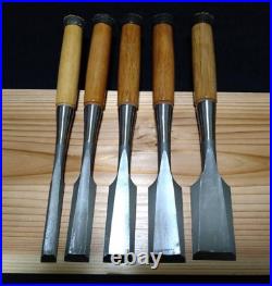 Japanese Timber Chisels Tataki Nomi 15, 24, 30, 36, 42mm Set of 5 Used