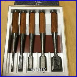 Japanese Vintage Chisel Oire Nomi 5 pcs set 6 15 18 24 36mm Carpentry Tool MINT