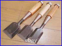 Japanese Vintage Chisel Oire Nomi Carpenter Tool 3 pcs set 36 42 48mm Nobumitsu