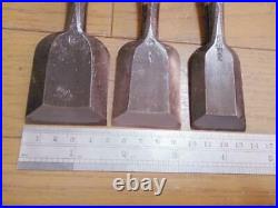 Japanese Vintage Chisel Oire Nomi Carpenter Tool 3 pcs set 36 42 48mm Nobumitsu