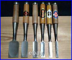 Japanese Vintage Chisel Oire Nomi Carpenter Tool 6 pcs set 8-36mm Woodworking