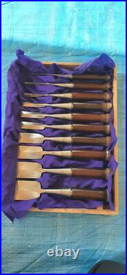 Japanese Vintage Chisel Oire Nomi Carpenter Tool Munechika 10 pcs set 3-42 mm