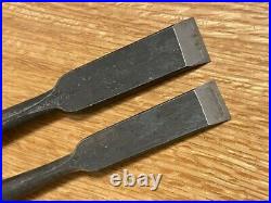 Japanese Vintage Nomi Chisel Woodwork Old Retro Oire 15mm 17mm Tools Set of 2