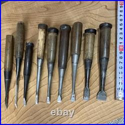 Japanese Vintage Nomi Chisel Woodwork Old Retro Oire Carpenter Tools Set of 9