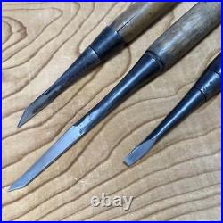 Japanese Vintage Nomi Chisel Woodwork Old Retro Oire Carpenter Tools Set of 9