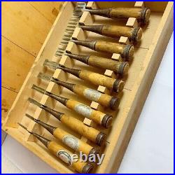 Japanese Vintage chisel KANEI NOMI 10 set Professional Woodworking