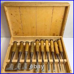 Japanese Vintage chisel KANEI NOMI 10 set Professional Woodworking