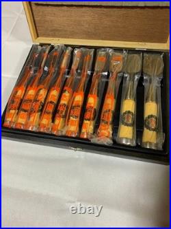 Japanese Woodworking Chisel Set 10pcs Oire Nomi Specialized Thin Blade with Box