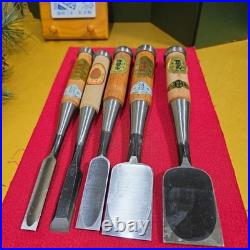 Japanese Woodworking Chisel Set 5 Pcs Oire Nomi Gen Nobuhiro Takahiro Unused NOS