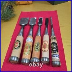 Japanese Woodworking Chisel Set 5 Pcs Oire Nomi Gen Nobuhiro Takahiro Unused NOS