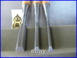 Japanese Yamahiro Oire Nomi Bench Chisels White Steel Polished Finish 3 set