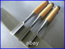 Japanese Yamahiro Oire Nomi Bench Chisels White Steel Polished Finish 3 set