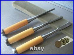 Japanese Yamahiro Oire Nomi Bench Chisels White Steel Polished Finish 3 set