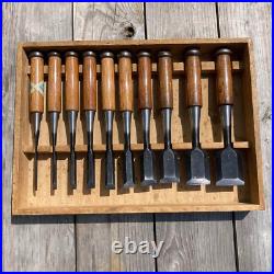 Japanese chisel Oire nomi Set of 10 Kikuhiromaru Used From Japan