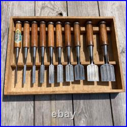 Japanese chisel Oire nomi Set of 10 Kikuhiromaru Used From Japan