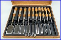 Japanese chisel Oire nomi set of 10, Kotani charcoal-burned black linin Japanese chisel Oire nomi set of 10, Kotani charcoal-burned black linin