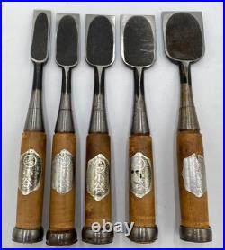 Japanese chisel Oire nomi set of 10, Kotani charcoal-burned black linin Japanese chisel Oire nomi set of 10, Kotani charcoal-burned black linin